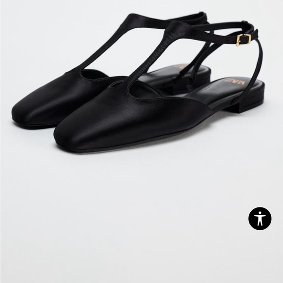 Black Satin Ballerina flat -Zara new current season - Picture 5 of 10
